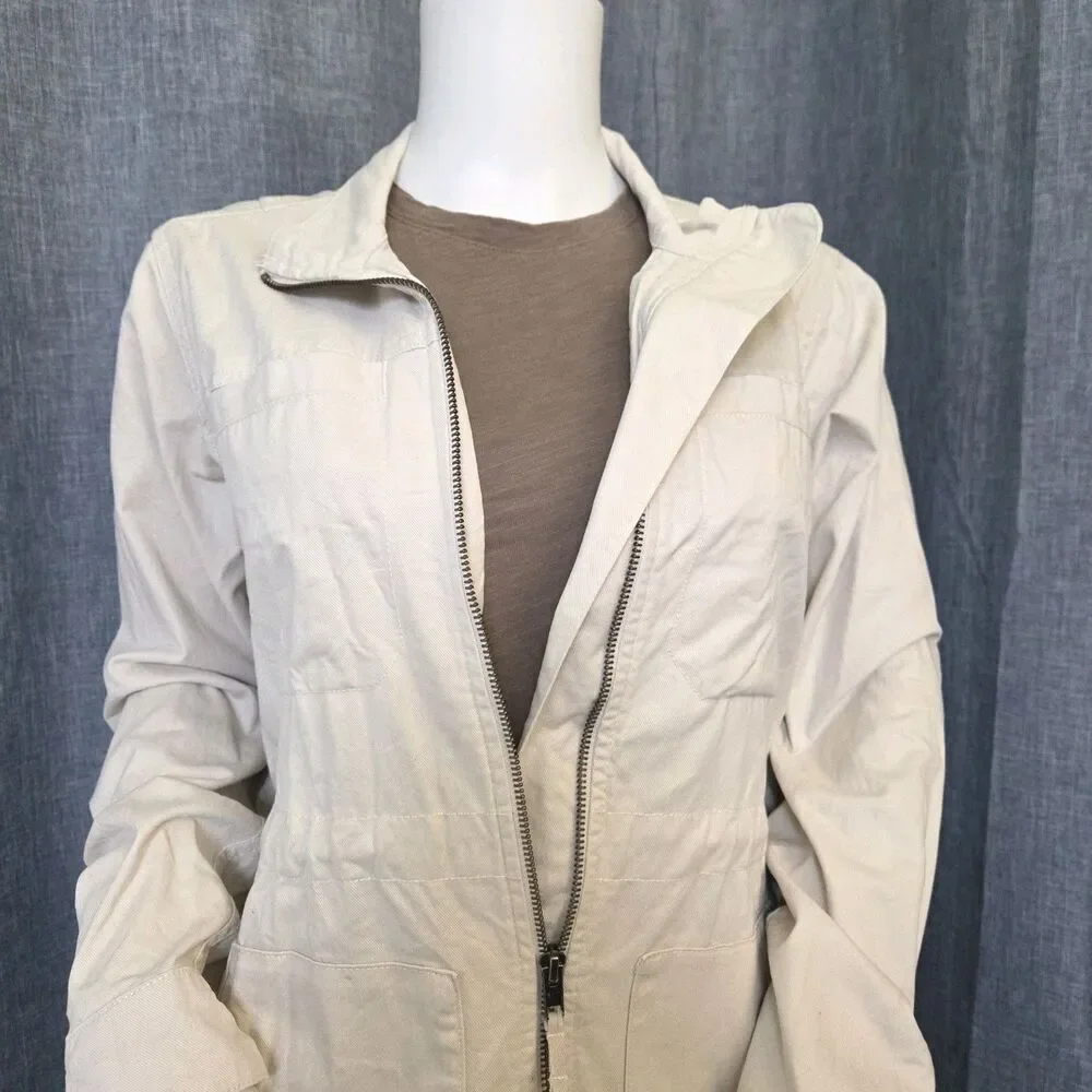 GAP Utility Jacket Women's S Ivory Cotton Cinched Waist